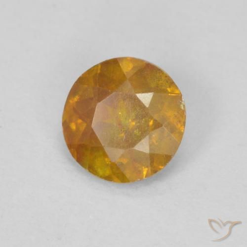 0.45 ct Orange Sphalerite Stone, Natural Sphalerite in Round Facet Shape for Sale