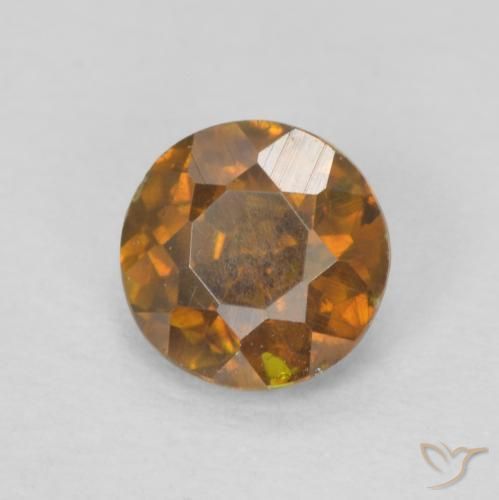 0.64 ct Orange Sphalerite Stone, Natural Sphalerite in Round Facet Shape for Sale