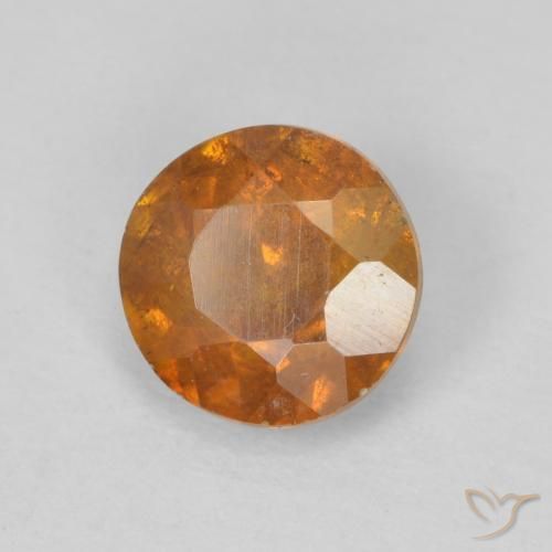 1.12 ct Orange Sphalerite Stone, Natural Sphalerite in Round Facet Shape for Sale