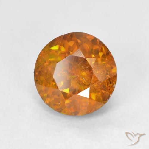 1.94 ct Orange Sphalerite Stone, Natural Sphalerite in Round Facet Shape for Sale