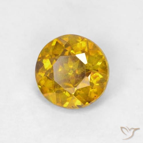 0.71 ct Orange Sphalerite Stone, Natural Sphalerite in Round Facet Shape for Sale