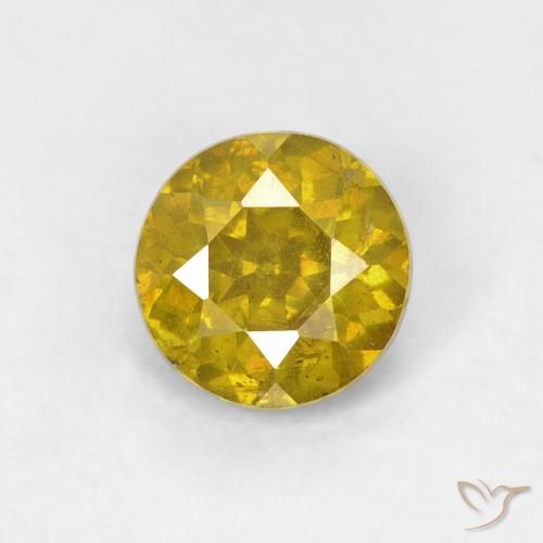 0.91 ct Yellow Sphalerite, 5.7 mm Round Cut From Spain, Photo A