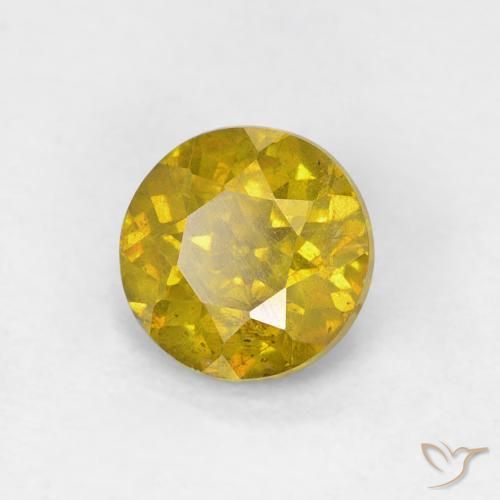 0.91 ct Yellow Sphalerite Stone, Natural Sphalerite in Round Facet Shape for Sale
