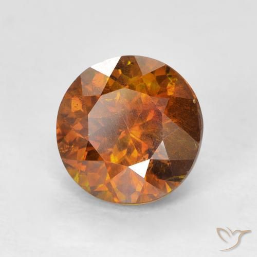 2.27 ct Orange Sphalerite Stone, Natural Sphalerite in Round Facet Shape for Sale