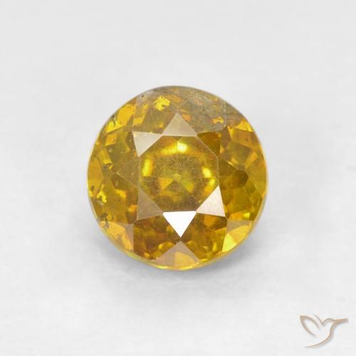 1.22 ct Yellow Sphalerite Stone, Natural Sphalerite in Round Facet Shape for Sale
