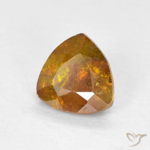 0.80 ct Orange Sphalerite Stone, Natural Sphalerite in Trillion Facet Shape for Sale
