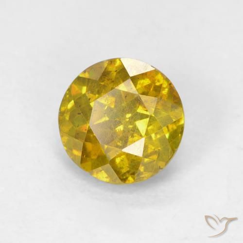 1.31 ct Yellow Sphalerite Stone, Natural Sphalerite in Round Facet Shape for Sale