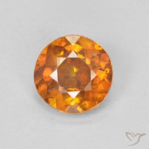 0.64 ct Orange Sphalerite, 5.2 mm Round Cut From Spain, Photo A