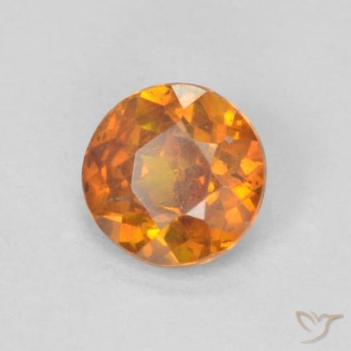 0.64 ct Orange Sphalerite Stone, Natural Sphalerite in Round Facet Shape for Sale