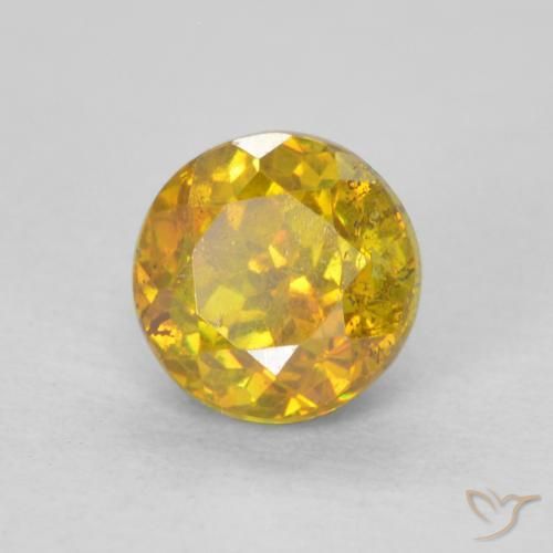 0.67 ct Yellow Sphalerite Stone, Natural Sphalerite in Round Facet Shape for Sale