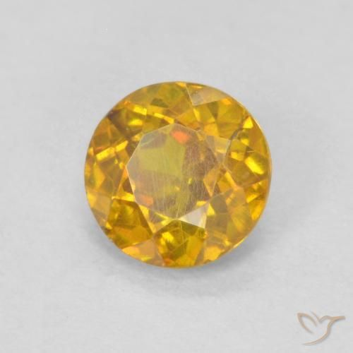 0.44 ct Golden Sphalerite Stone, Natural Sphalerite in Round Facet Shape for Sale