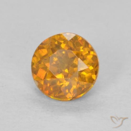 0.51 ct Golden Sphalerite Stone, Natural Sphalerite in Round Facet Shape for Sale