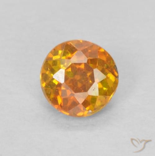 0,25 ct oranger Sphalerit, 3,6 mm Rundschliff aus Spanien, Photo A