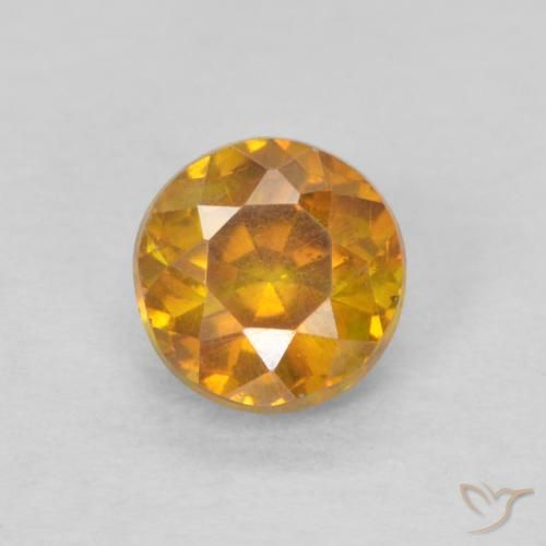 0.45ct Natural Apricot Orange Sphalerite, Round, SI-I1