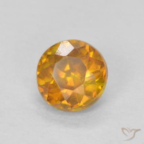 0.45 ct Orange Sphalerite Stone, Natural Sphalerite in Round Facet Shape for Sale