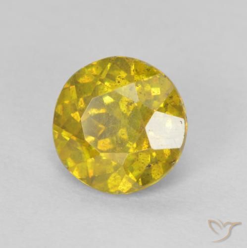 1.22 ct Yellow Sphalerite Stone, Natural Sphalerite in Round Facet Shape for Sale