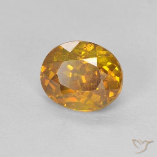 0.96 ct Golden Sphalerite Stone, Natural Sphalerite in Oval Facet Shape for Sale
