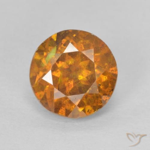 1.50ct Natural Orange Brown Sphalerite, Round, SI-I1