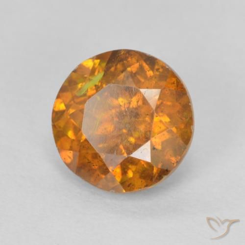 1.50 ct Orange Sphalerite Stone, Natural Sphalerite in Round Facet Shape for Sale
