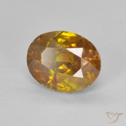 2.05 ct Golden Sphalerite Stone, Natural Sphalerite in Oval Facet Shape for Sale