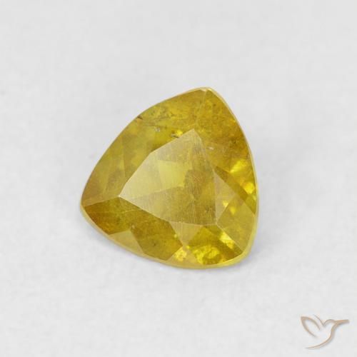 0.52 ct Yellow Sphalerite Stone, Natural Sphalerite in Trillion Facet Shape for Sale