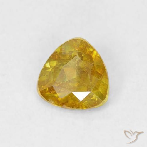0.53 ct Yellow Sphalerite Stone, Natural Sphalerite in Trillion Facet Shape for Sale