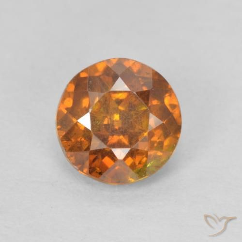 0,82 ct oranger Sphalerit, 5,3 mm Rundschliff aus Spanien, Photo A