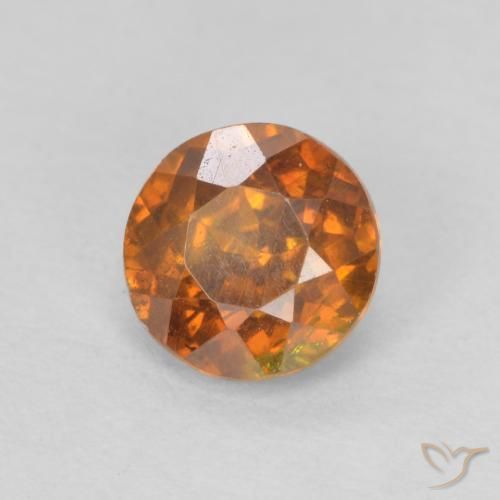 0.82 ct Orange Sphalerite Stone, Natural Sphalerite in Round Facet Shape for Sale
