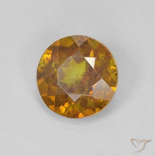 0.95 ct Golden Sphalerite Stone, Natural Sphalerite in Round Facet Shape for Sale