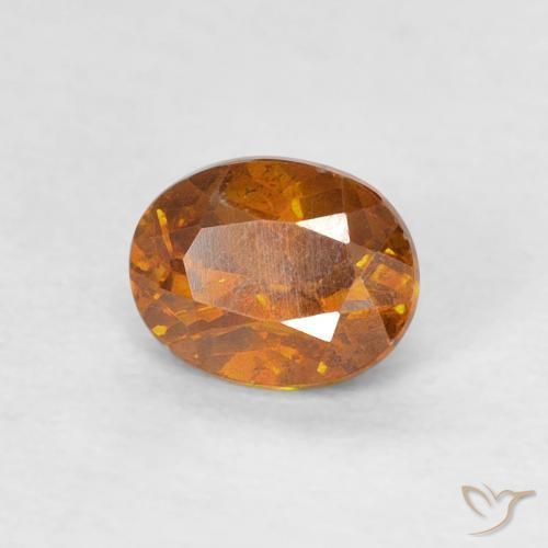 0.64 ct Orange Sphalerite Stone, Natural Sphalerite in Oval Facet Shape for Sale