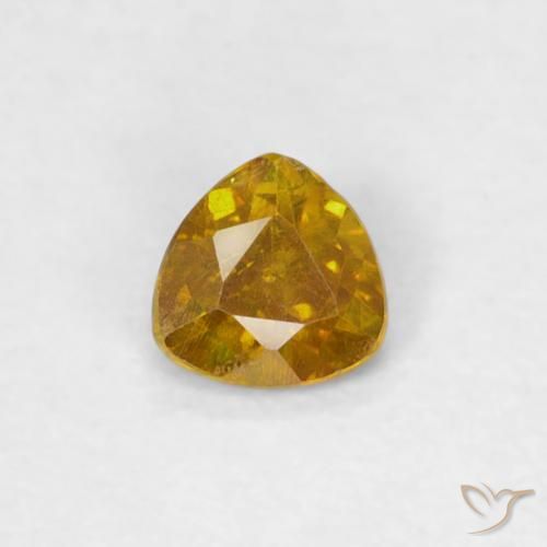 0,19 ct gelber Sphalerit, 3,4 x 3,4 mm Billionenschliff aus Spanien, Photo A