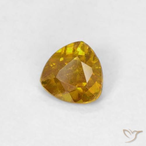 0.19 ct Golden Sphalerite Stone, Natural Sphalerite in Trillion Facet Shape for Sale
