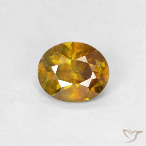 0,41 ct gelber Sphalerit, 4,8 x 4 mm Ovalschliff aus Spanien, Photo A