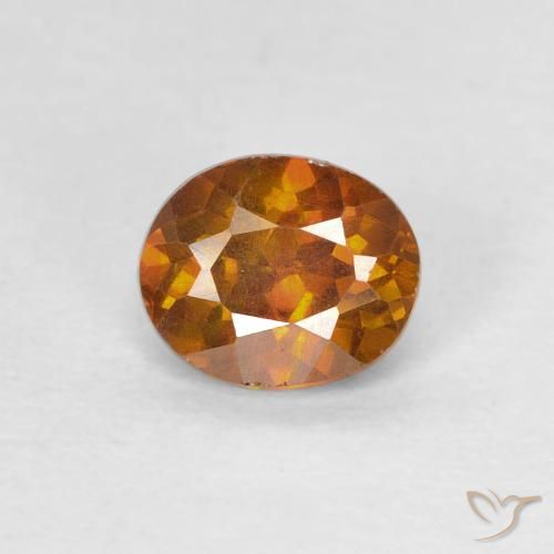 0,86 ct orangefarbener Sphalerit, 5,9 x 4,9 mm ovaler Schliff aus Spanien, Photo A