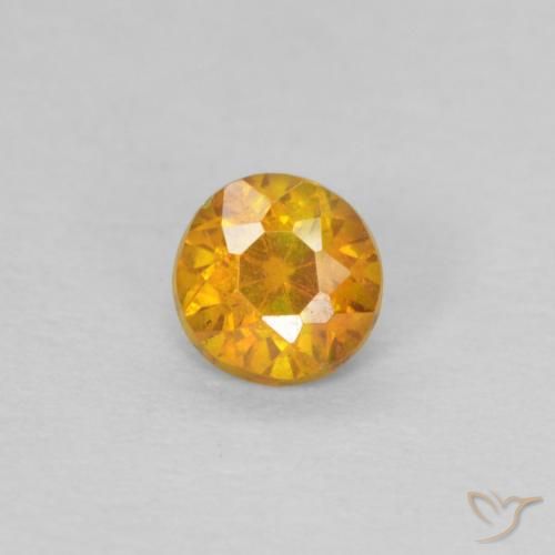 0,25 ct gelber Sphalerit, 3,5 mm Diamantschliff aus Spanien, Photo A