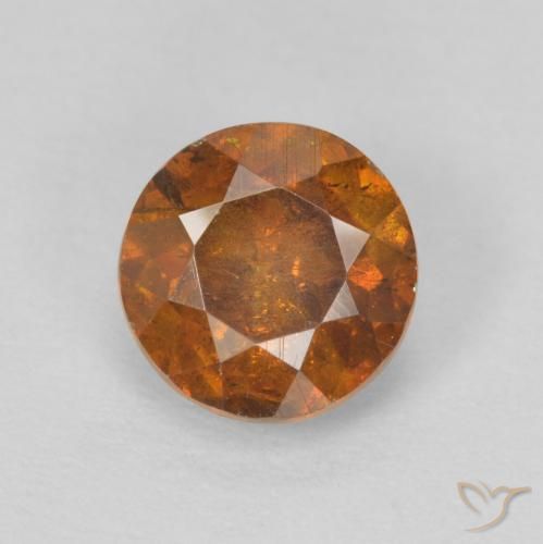 1.26ct Natural Reddish Orange Sphalerite, Round, SI-I1