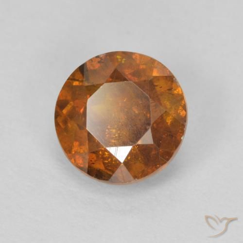 1.26 ct Orange Sphalerite Stone, Natural Sphalerite in Round Facet Shape for Sale