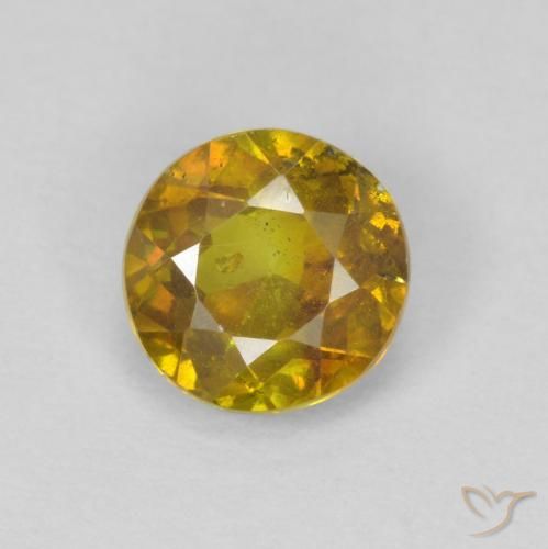 0.97ct Natural Deep Gold Sphalerite, Round, SI-I1