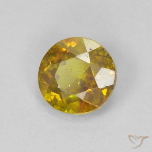 0.97 ct Golden Sphalerite Stone, Natural Sphalerite in Round Facet Shape for Sale
