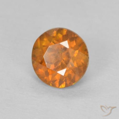 0.55 ct Orange Sphalerite Stone, Natural Sphalerite in Round Facet Shape for Sale