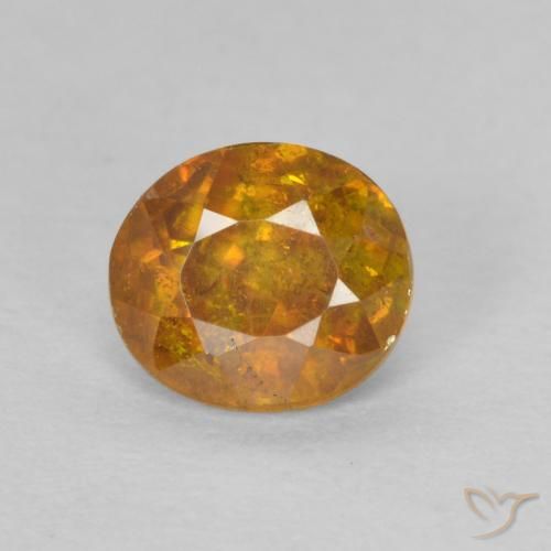 0,7 ct gelber Sphalerit, 5,4 x 4,8 mm Ovalschliff aus Spanien, Photo A