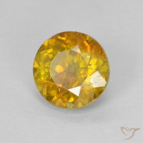 1.29 ct Golden Sphalerite Stone, Natural Sphalerite in Round Facet Shape for Sale
