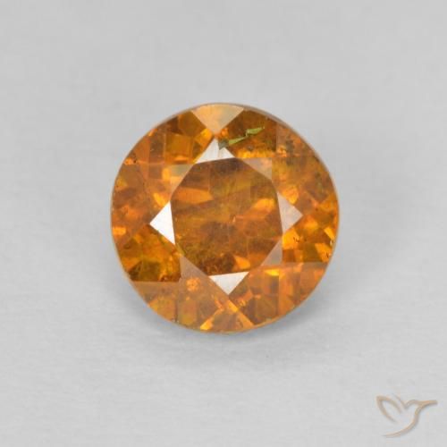 0.99 ct Orange Sphalerite Gemstone, Sphalerite Gem in Round Facet Shape for Sale.