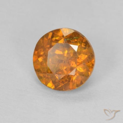 0.99 ct Orange Sphalerite Stone, Natural Sphalerite in Round Facet Shape for Sale