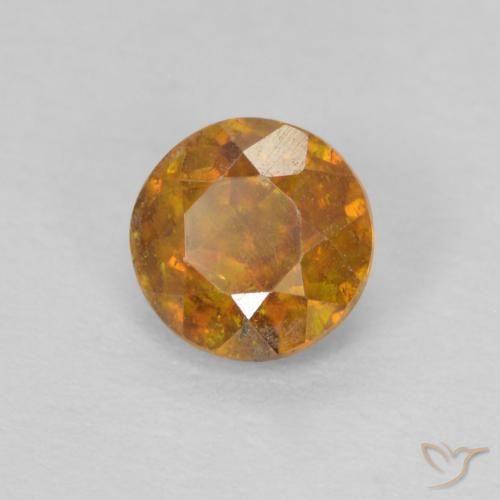0.59 ct Golden Sphalerite Stone, Natural Sphalerite in Round Facet Shape for Sale