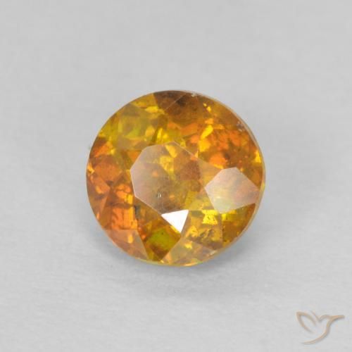 0.71 ct Golden Sphalerite Stone, Natural Sphalerite in Round Facet Shape for Sale
