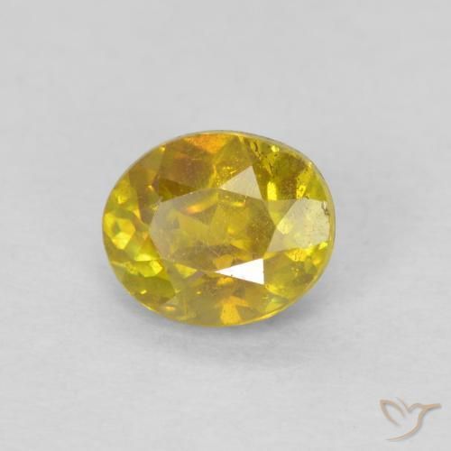 0.54 ct Yellow Sphalerite Stone, Natural Sphalerite in Oval Facet Shape for Sale