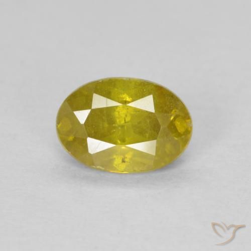 0,72 ct gelber Sphalerit, 6,1 x 4,2 mm Ovalschliff aus Spanien, Photo A