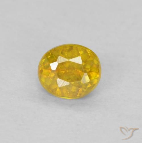 0,18 ct gelber Sphalerit, 3,4 x 2,9 mm Ovalschliff aus Spanien, Photo A
