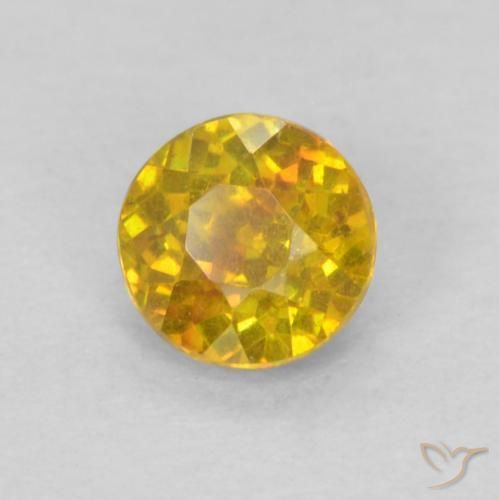 0.33 ct Yellow Sphalerite Stone, Natural Sphalerite in Round Facet Shape for Sale
